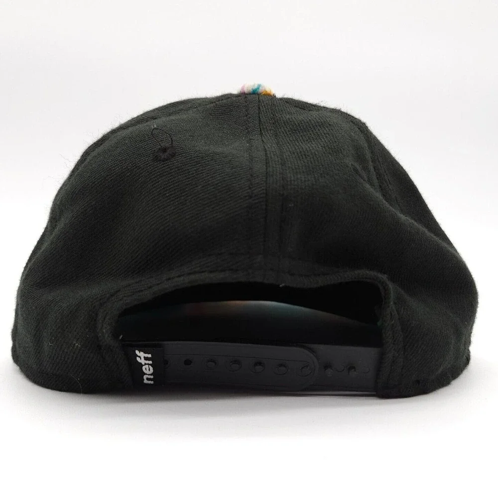 Neff Fresh Snapback Hat Embroidered Flat Bill Baseball Cap Paint Drip Wool Blend